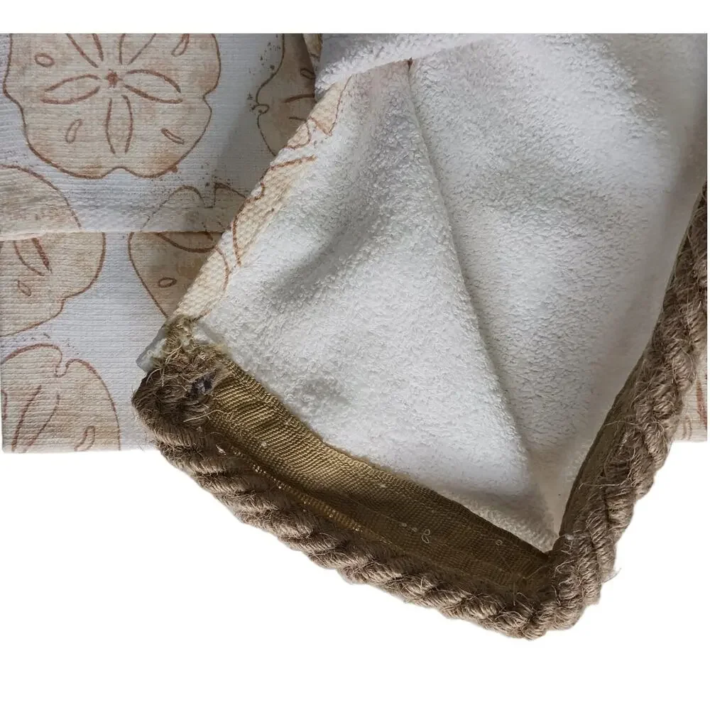 17 x 7 Handmade Sand Dollar Hanging Towel Kitchen Nautical Coastal Brown Blue